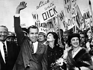 Supporters Prints: Vice President Richard Nixon and wife Pat arrive in San Francisco for the 1956 Republican National Convention