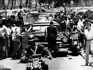 South America Prints: Vice President Richard Nixon's car is attacked by an angry mob in Caracas, Venezuela