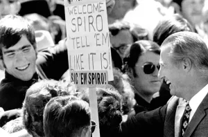 Spiro Prints: Vice President Spiro Agnew was greeted by 300 persons in Albuquerque