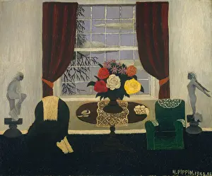 Curtains Prints: VICTORIAN INTERIOR I, by Horace Pippin, 1945, African-America painting, oil on canvas