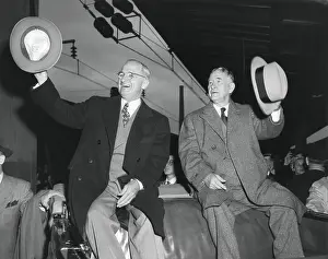 Lcgr1410 Prints: Victorious President Harry Truman and VP-elect Alben Barkley at Union Station