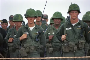 Proxy Wars Prints: Vietnam Era American soldiers. Solders stand for inspection at Fort Campbell