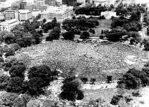 Aerial Photograph Prints: Vietnam War, aerial photograph of huge Anti-Vietnam War demonstration