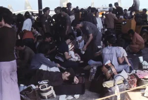 Vietnam War. The air evacuation of siege-stricken Vietnamese from Saigon to the U.S. was conducted after the Babylift operation