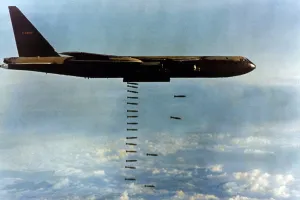 Bombers Prints: Vietnam War. A B-52 drops Christmas Bombs over North Vietnam