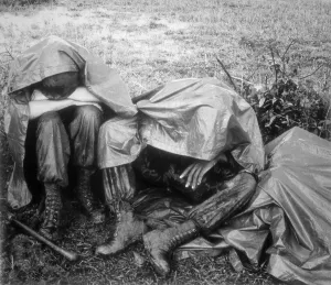Republic Of Vietnam Prints: Vietnam War. Two battle weary US Marines take a break