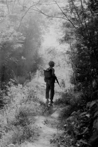 Mines Prints: Vietnam War. A US Marine walking point for his unit