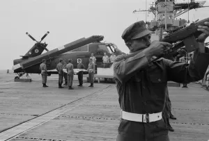 Republic Of Vietnam Prints: Vietnam War. A rifle salute to seven US Marines killed on April 29