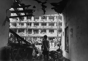 Proxy Wars Prints: Vietnam War. Ruins of a US Officers quarters after a Viet Cong bomb attack in Saigon