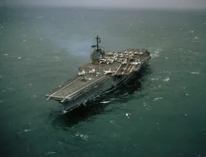 Proxy Wars Prints: Vietnam War. USS FORRESTAL one month after mishandled explosives killed 134 crewmen while on duty in waters off Vietnam
