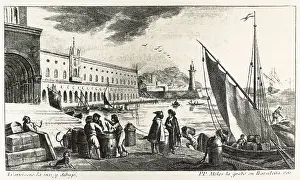 Port Prints: View of Barcelona by Pedro Pascual Moles (1779)