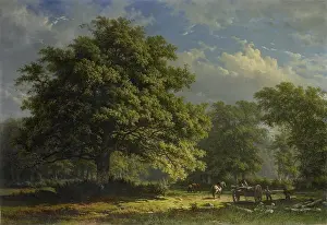 Rendered Prints: View in the Bentheim Forest, by George Andries Roth, 1870, Dutch painting, oil on canvas