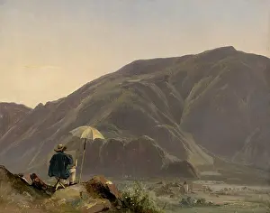 Jules Prints: View of Bozen with a Painter, by Jules Coignet