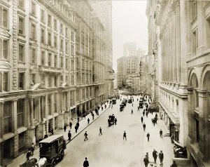 Stock Market Prints: View down Broad street from its intersection with Wall Street