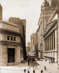 Stock Market Prints: View down Broad street from its intersection with Wall Street