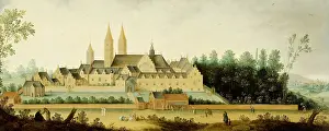 Gates Prints: View of the Egmond Abbey in Egmond-Binnen