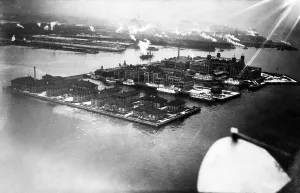 Ellis Island Prints: View of Ellis Island from airplane