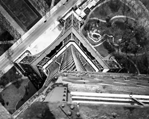 Landmarks Prints: View to the ground from the heights of the Eiffel Tower