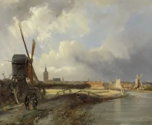 Bridges Prints: View of The Hague, by Cornelis Springer, c. 1850-52, Dutch painting, oil on canvas