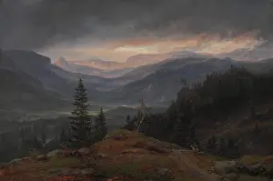 Shadow Prints: VIEW OVER HALLINGDAL, by Johan Christian Dahl, 1844, Norwegian painting, oil on canvas