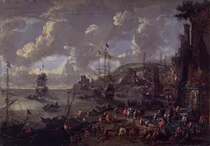 Navigation Prints: View of a harbor, by Schoevaerdts Mathijs