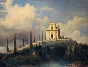 Loneliness Prints: View of the hill with the church - Ossuary at Solferino (Veduta della collina con la chiesa - ossario a Solferino)