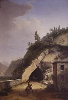 Loneliness Prints: View of the house and of the first gallery of Varenna in Bellano in Malpensata of Mount Oliveto on Lake Como