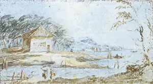 Fishing Prints: View of a Hut and Lake Bank, Unknown Artist probably Giacomo Guardi