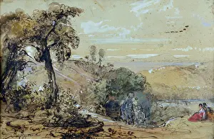 Watercolour Prints: View on the Lake Agnano (Veduta del Lago di Agnano)