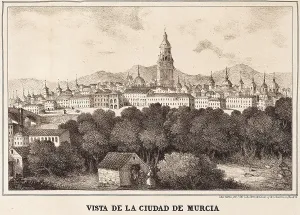 Panorama Prints: View of Murcia. Engraving. SPAIN