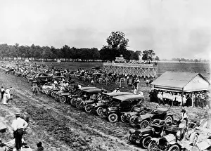 Vintage Car Prints: A view of the parking lot at the first Indianapolis Motor Race in 1911