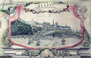 New World Prints: View of Quebec City on the St. Lawrence River, in a 1688 map of North America