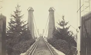 Transport Prints: View of the supporting piers and railroad bed of the Niagara Falls Suspension Bridge
