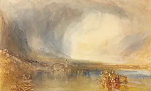 Switzerland Prints: View of the town of Fluelen, from Lake of Lucerne