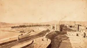 View of the walls of Barcelona at Sant Antoni Portal in 1851, by Enrique Ferau. Engraving. SPAIN. Barcelona. Barcelona City History Museum