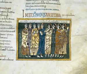 Vigilian or Albelda Codex. 10th c. Council of Nicaea. Mozarabic art. Miniature Painting. SPAIN. San Lorenzo de El Escorial. Royal Library of the Monastery of El Escorial
