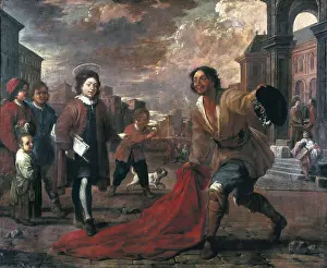 VILADOMAT i MANALT, Antoni (1678-1755). A Madman Lays Down his Cape for the Infant Saint Francis to Walk Upon. Baroque art. Oil on canvas. SPAIN. Barcelona