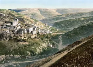 Holy Land Prints: Village of Siloam, Jerusalem, Holy Land, photochrom, circa 1890-1900