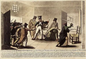 Priest Prints: VINUESA, Matas (1770-1821). Assault ot the prison and killing of Vinuesa