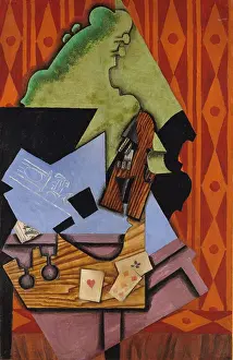 Juan Prints: VIOLIN AND PLAYING CARDS ON A TABLE