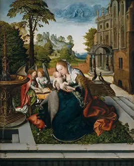 Christian Prints: VIRGIN AND CHILD WITH ANGELS, by Bernard van Orley