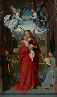 Christian Prints: VIRGIN AND CHILD WITH FOUR ANGELS