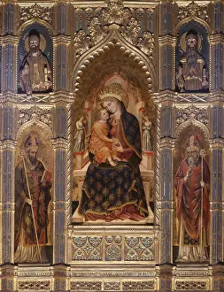 Virgin and Child with Saints, by Stefano Veneziano said of St. Agnes, 14th century. - Italy, Veneto, Venice, San Zaccaria Church. Whole artwork view