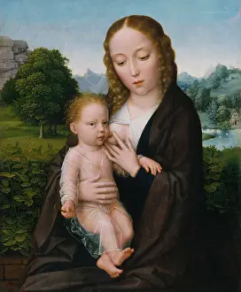 Christian Prints: VIRGIN AND CHILD, by Simon Bening, 1520, Netherlandish, Northern Renaissance oil painting