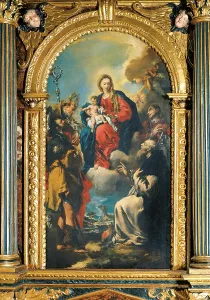 Virgin Mary with Child and Saints, by Francesco Guardi and Giovanni Antonio Guardi, 18th Century, canvas - Italy, Trentino Alto Adige, Vigo d'Anaunia, Parish Church
