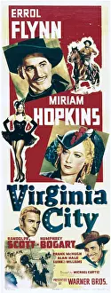 Films By Michael Curtiz Prints: VIRGINIA CITY, from top: Errol Flynn, Miriam Hopkins, bottom left: Randolph Scott, 1940