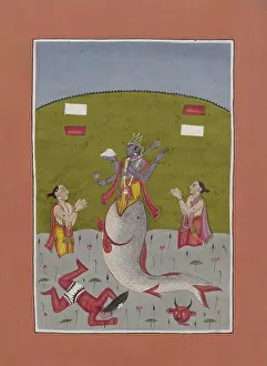 Brush Prints: Vishnu Descends into the Mouth of a Fish