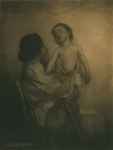 Mother And Child Prints: The Vision, woman holding young child standing on her lap