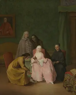 Rococo Prints: THE VISIT, by Pietro Longhi, 1746, Italian painting, oil on canvas