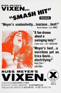 Gavin Prints: VIXEN!, (aka RUSS MEYER'S VIXEN), US poster art, Erica Gavin, 1968